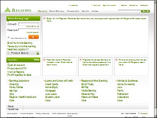 Web site www.regions.com, Regions